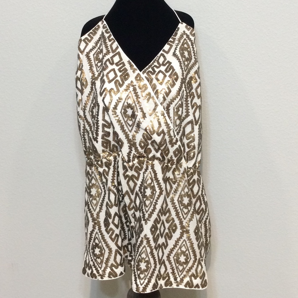 Gold Sequin romper by Saylor